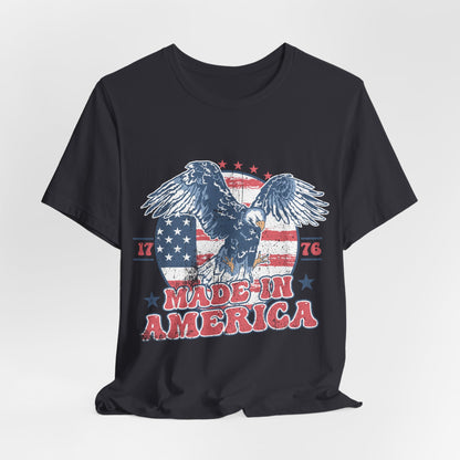 Vintage American Eagle Tee, "Made In America" Patriotic Shirt, Eagle and Flag Design, USA Tee - Old Glory 1776 Apparel