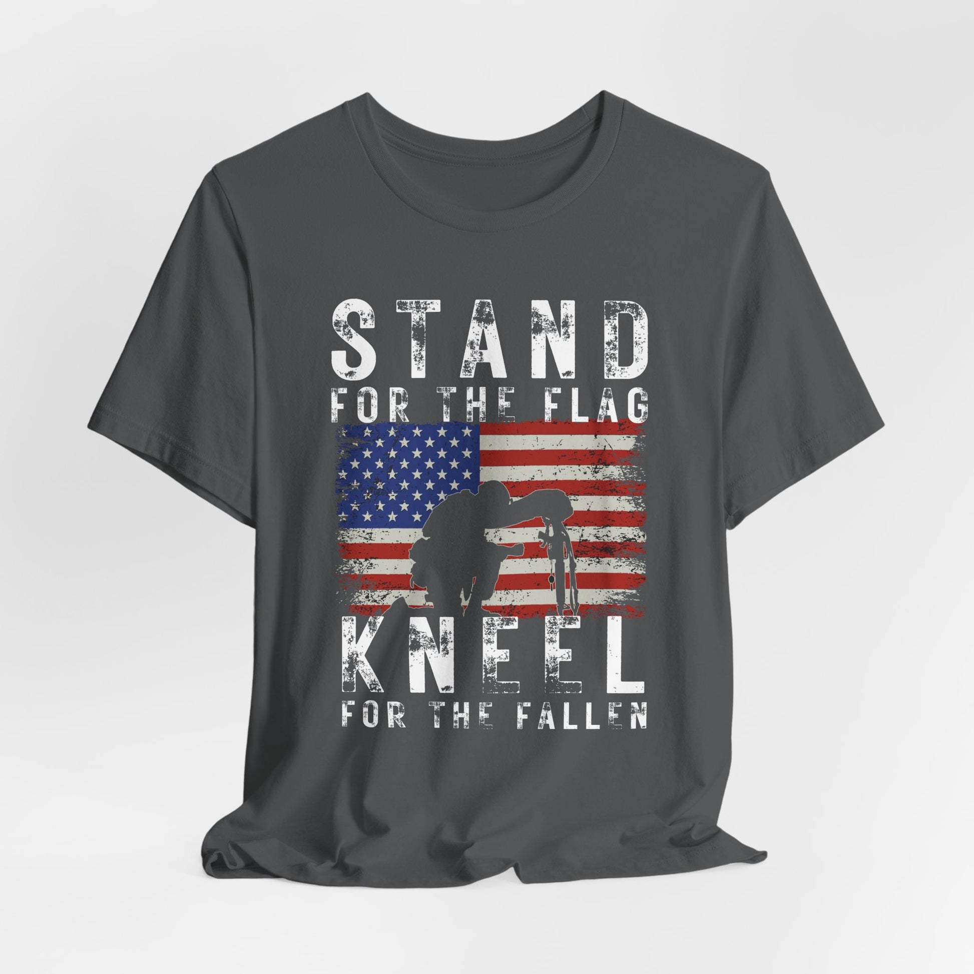 Stand for the Flag Kneel for the fallen Patriotic Unisex T-Shirt, Tee, Memorial Day Shirt, July 4th Gift, Veteran Apparel, Red White Blue - Old Glory 1776 Apparel