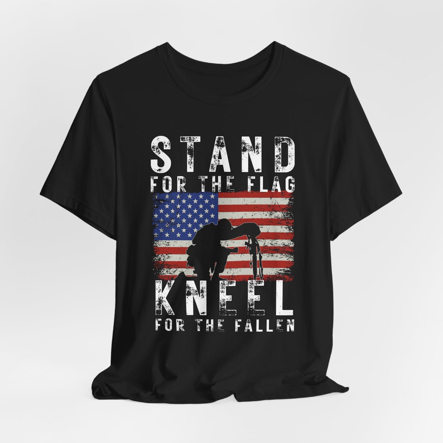 Stand for the Flag Kneel for the fallen Patriotic Unisex T-Shirt, Tee, Memorial Day Shirt, July 4th Gift, Veteran Apparel, Red White Blue - Old Glory 1776 Apparel