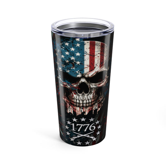Patriotic Skull 20oz Tumbler - Stainless Steel Travel Mug for Veterans & Freedom Lovers