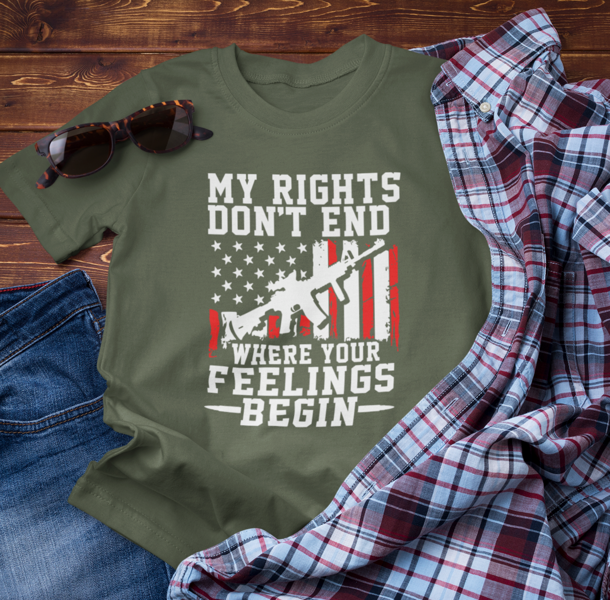 My Rights Don't End Where Your Feelings Begin Unisex T-Shirt, Patriotic Tee, Political T-Shirt - Premium T-Shirt from Old Glory 1776 Apparel - Just $26.99! Shop now at Old Glory 1776 Apparel