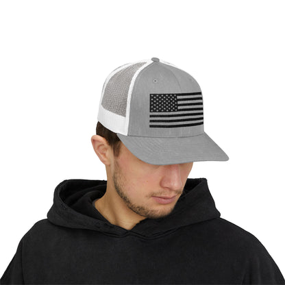 Patriotic Snapback Trucker Cap - American Flag Design