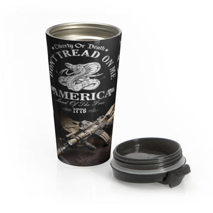 Patriotic 15oz Stainless Steel Travel Mug | 'Don't Tread on Me' Design | Perfect for Veterans Day and Independence Day