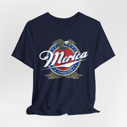 Patriotic American Tee - Merica Design, Unisex Short Sleeve Shirt for BBQ, Independence Day, Family Gatherings, Casual Wear, Gift