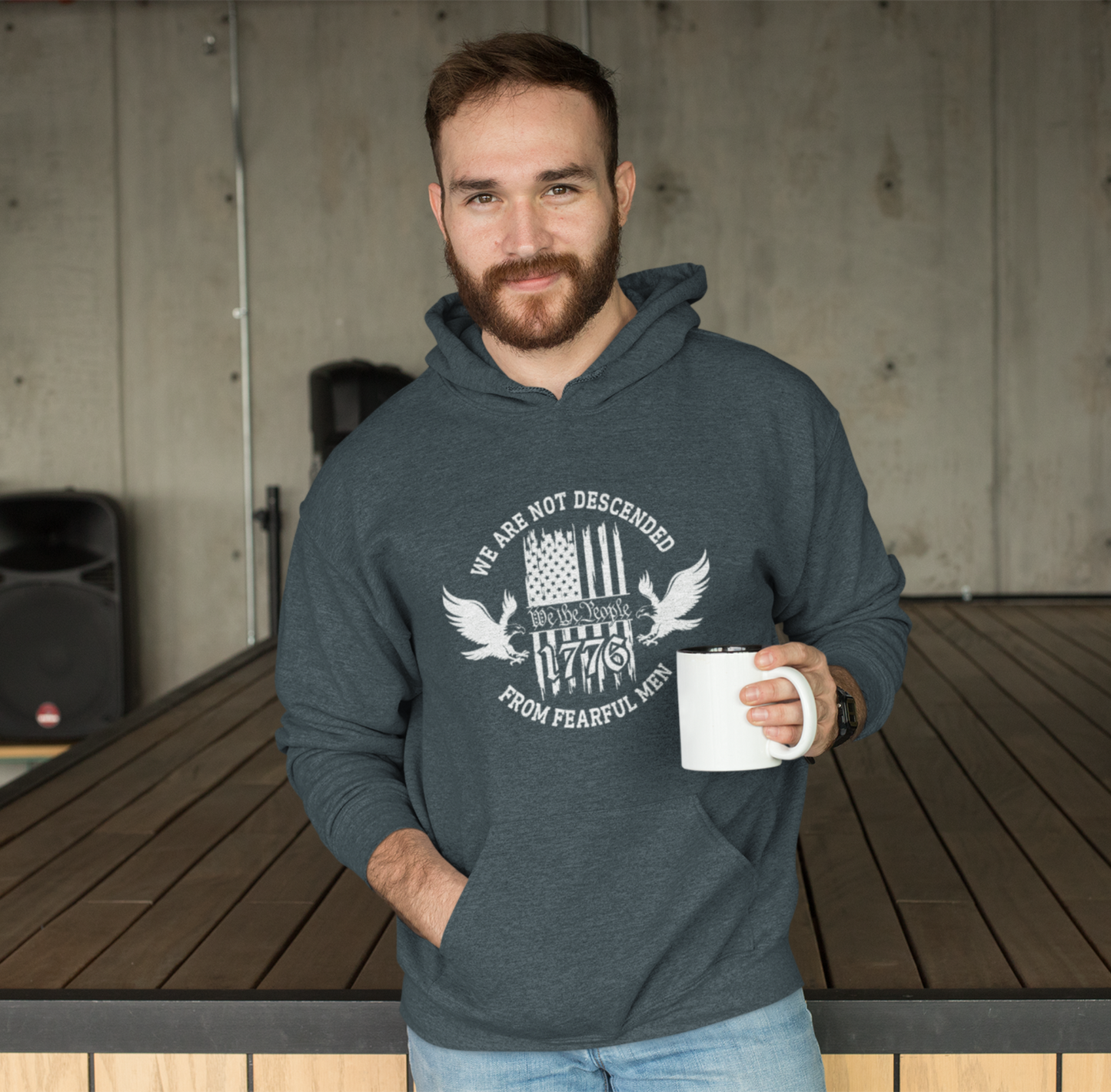 We Are Not Descended From Fearful Men Unisex Hoodie, Bold Patriotic Hoodie Jumper, Independence Day - Premium Hoodie from Printify - Just $39.99! Shop now at Old Glory 1776 Apparel