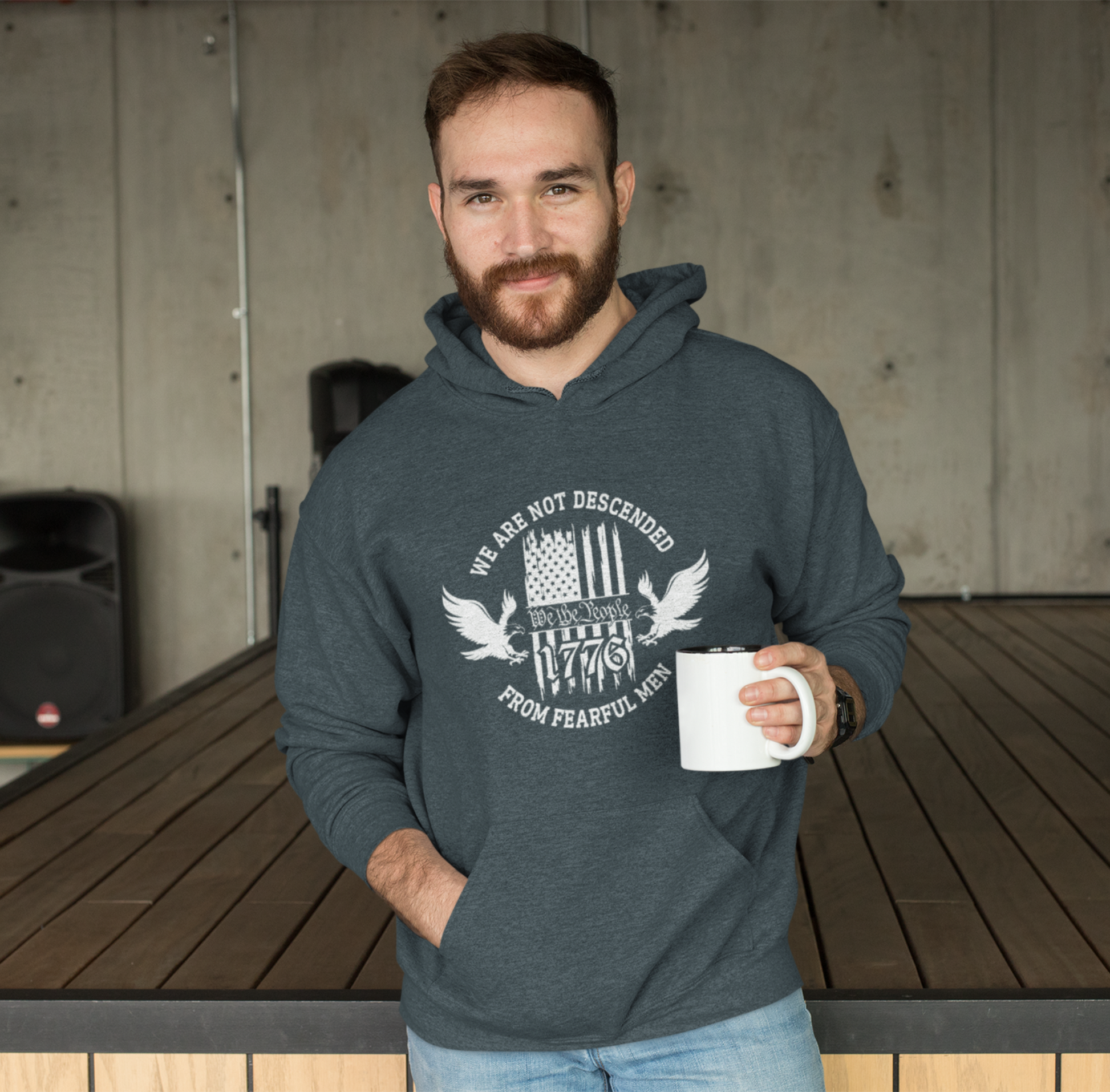 We Are Not Descended From Fearful Men Unisex Hoodie, Bold Patriotic Hoodie Jumper, Independence Day - Premium Hoodie from Printify - Just $39.99! Shop now at Old Glory 1776 Apparel