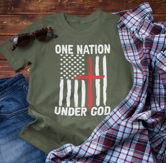 One Nation Under God Unisex T-Shirt, Love of God and Country Patriotic Unisex Tee - Premium T-Shirt from Old Glory 1776 Apparel - Just $26.99! Shop now at Old Glory 1776 Apparel
