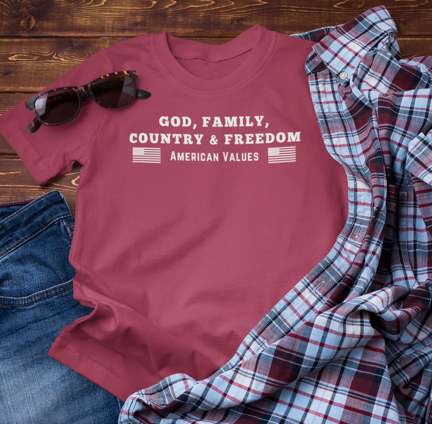 God, Family, Country & Freedom Unisex Tee - Patriotic Shirt, American Pride Tshirt, USA Patriotic Apparel, Independence Day Tee, Memorial