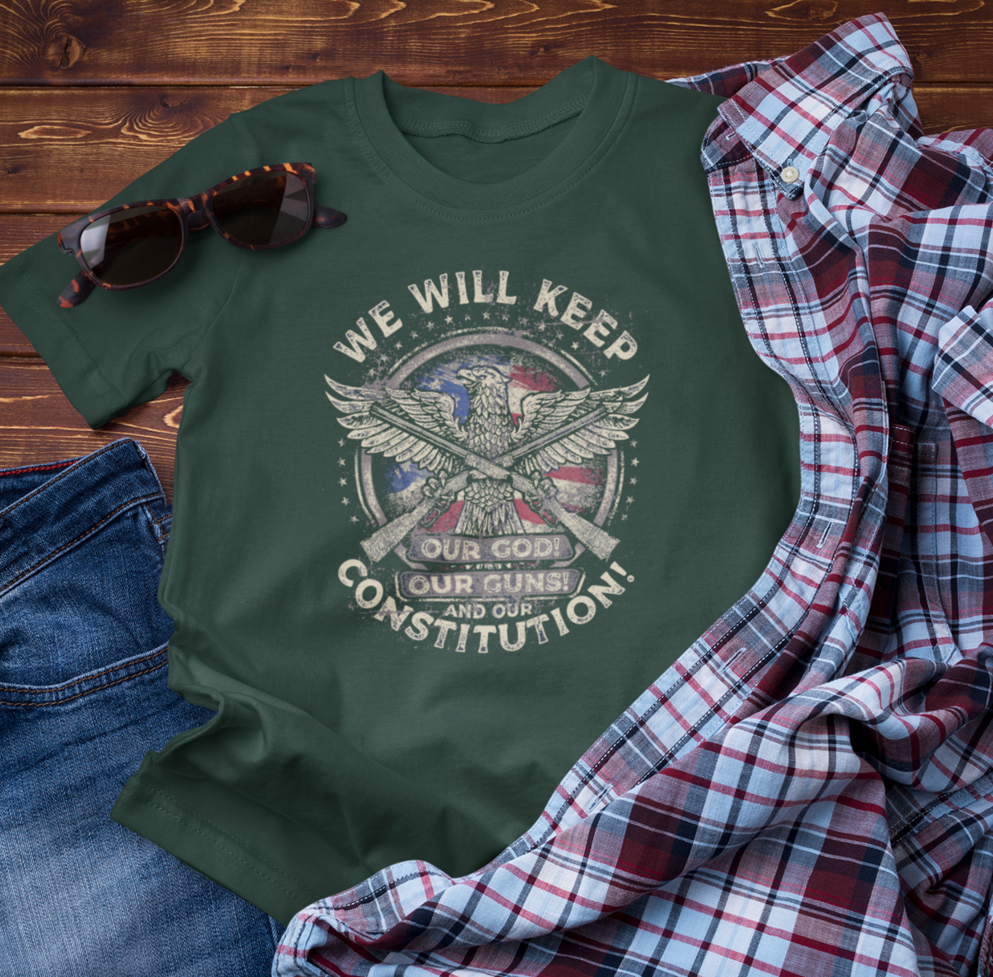 We Will Keep Our Guns God Constitution T-Shirt, American Pride Shirt, USA Patriot Apparel, Freedom Tee - Old Glory 1776 Apparel