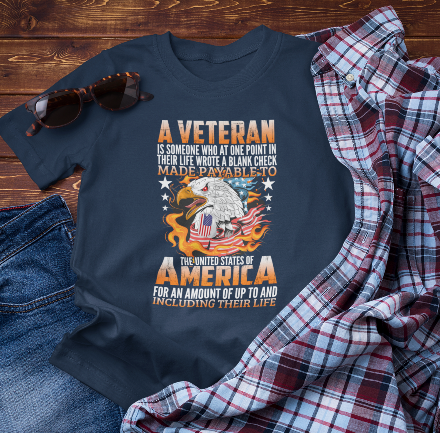A Veteran is Someone Who Wrote a Blank Check Payable to America Patriotic T-Shirt, Veteran Gift, Military Tee, Unisex Shirt - Old Glory 1776 Apparel