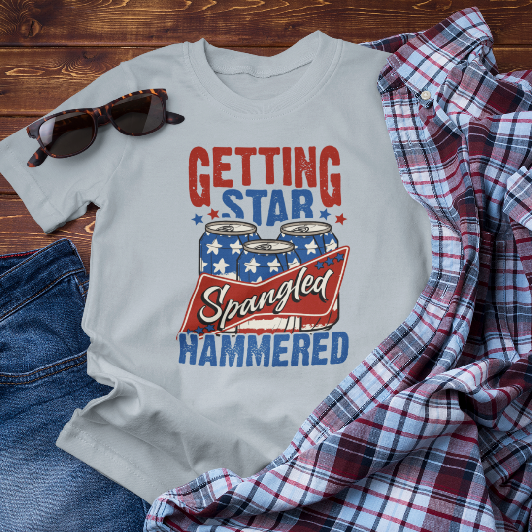 Star Spangled Hammered Tee - Fun Independence Day Shirt, Casual Summer Wear, Party T-Shirt, BBQ Outing Gift, USA Pride Apparel - Old Glory 1776 Apparel