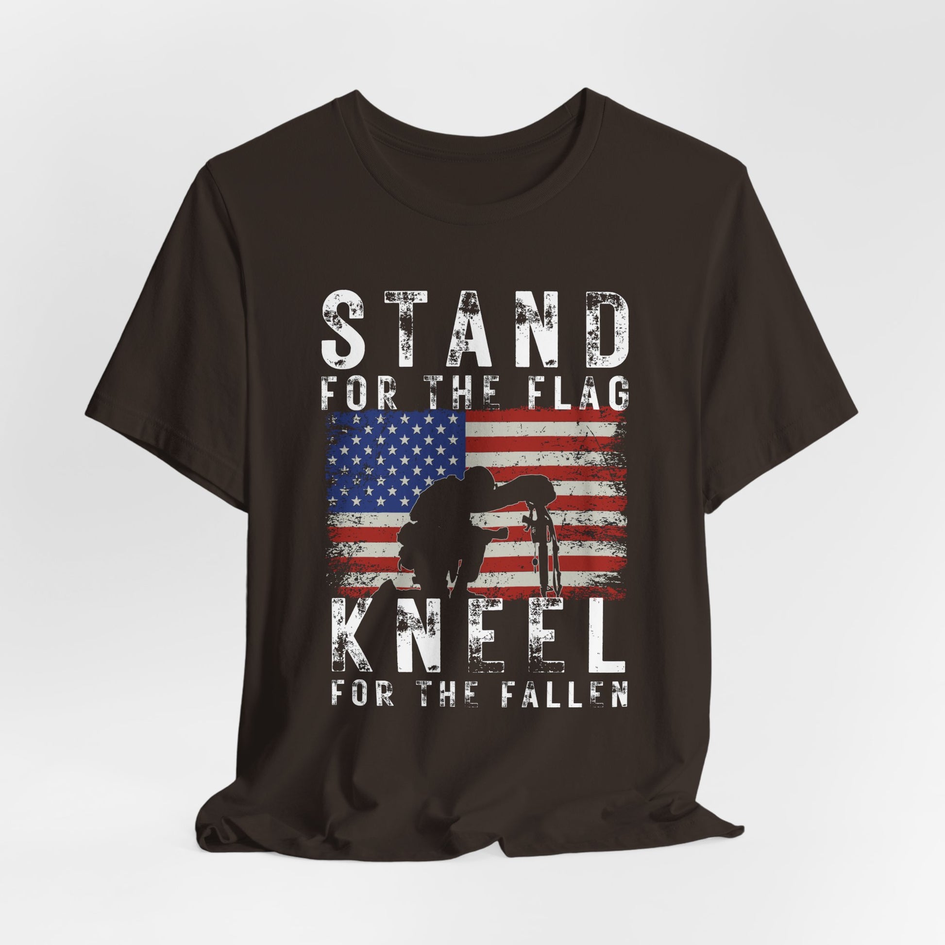 Stand for the Flag Kneel for the fallen Patriotic Unisex T-Shirt, Tee, Memorial Day Shirt, July 4th Gift, Veteran Apparel, Red White Blue - Old Glory 1776 Apparel