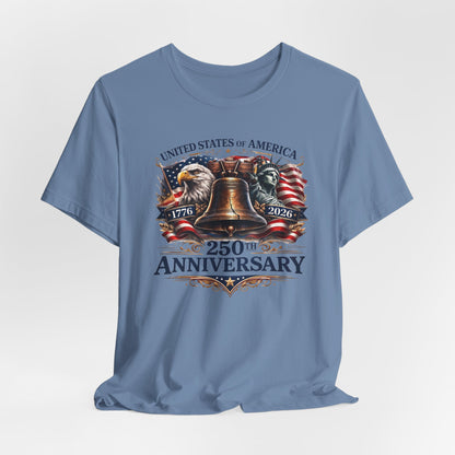 T-Shirt — 'United States of America 250th Anniversary' Liberty Bell Patriotic Tee