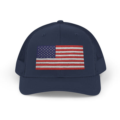 Patriotic Snapback Trucker Cap - USA Flag Design