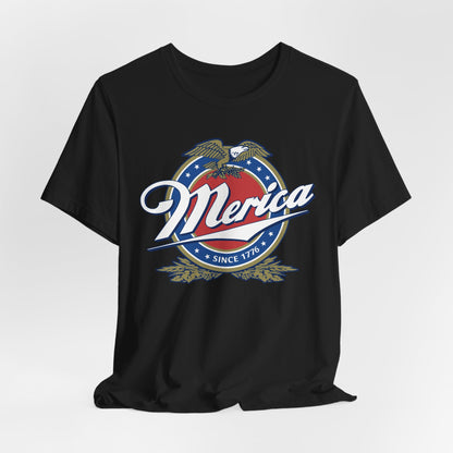 Patriotic American Tee - Merica Design, Unisex Short Sleeve Shirt for BBQ, Independence Day, Family Gatherings, Casual Wear, Gift