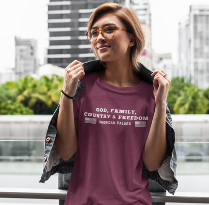 God, Family, Country & Freedom Unisex Tee - Patriotic Shirt, American Pride Tshirt, USA Patriotic Apparel, Independence Day Tee, Memorial