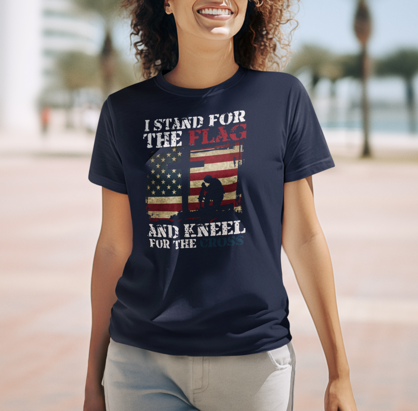I Stand For The Flag and Kneel For The Cross Unisex Tee, Support Troops T-Shirt, American Pride Shirt, Patriotic Apparel