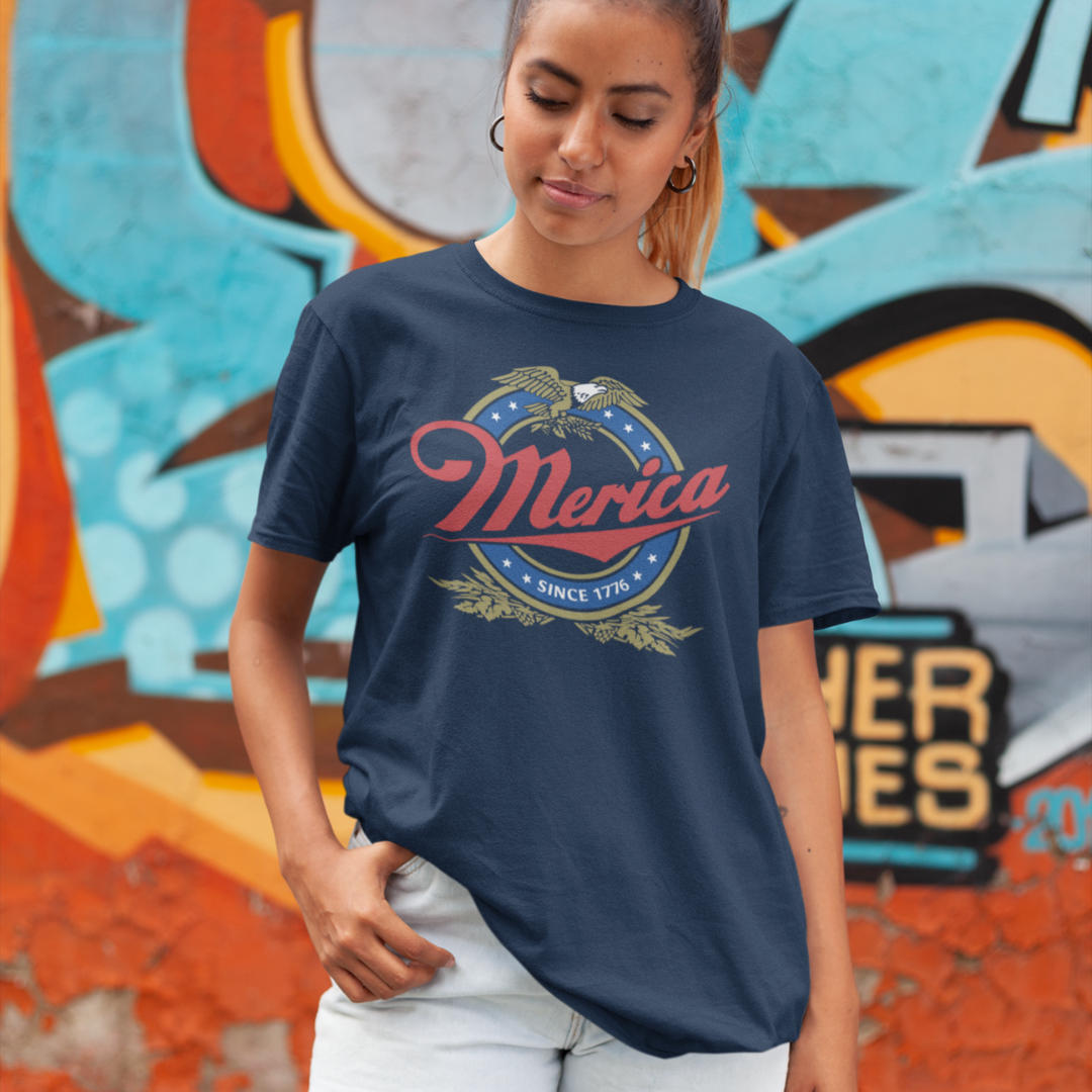 Patriotic Unisex Tee - 'Merica' Short Sleeve Shirt, 4th of July, BBQ, Casual Wear, Gift for Him/Her, USA Pride Apparel