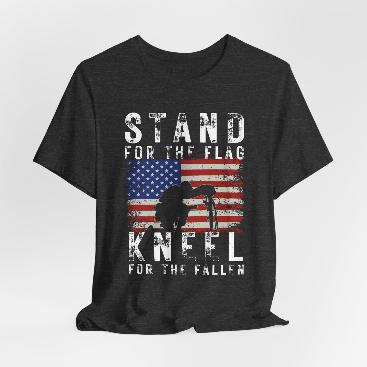 Stand for the Flag Kneel for the fallen Patriotic Unisex T-Shirt, Tee, Memorial Day Shirt, July 4th Gift, Veteran Apparel, Red White Blue - Old Glory 1776 Apparel