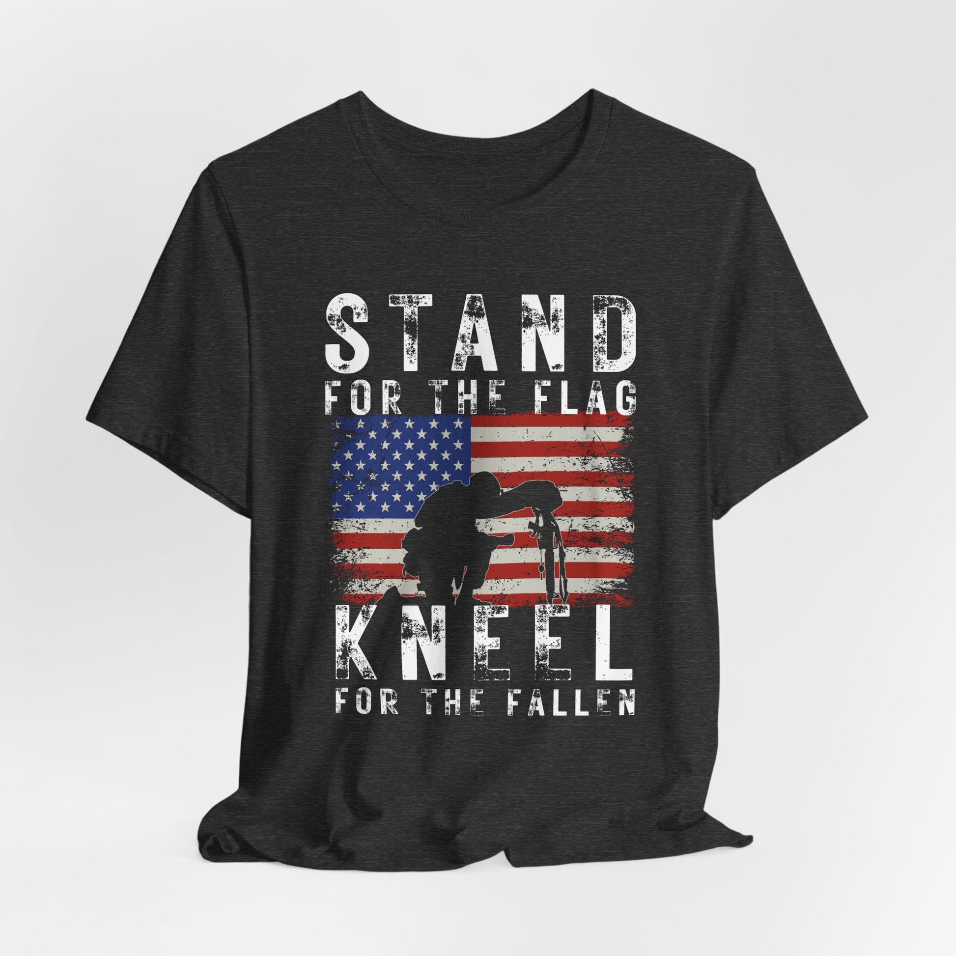 Stand for the Flag Kneel for the fallen Patriotic Unisex T-Shirt, Tee, Memorial Day Shirt, July 4th Gift, Veteran Apparel, Red White Blue - Old Glory 1776 Apparel