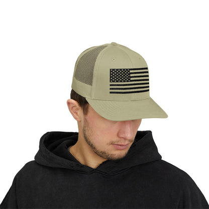 Patriotic Snapback Trucker Cap - American Flag Design