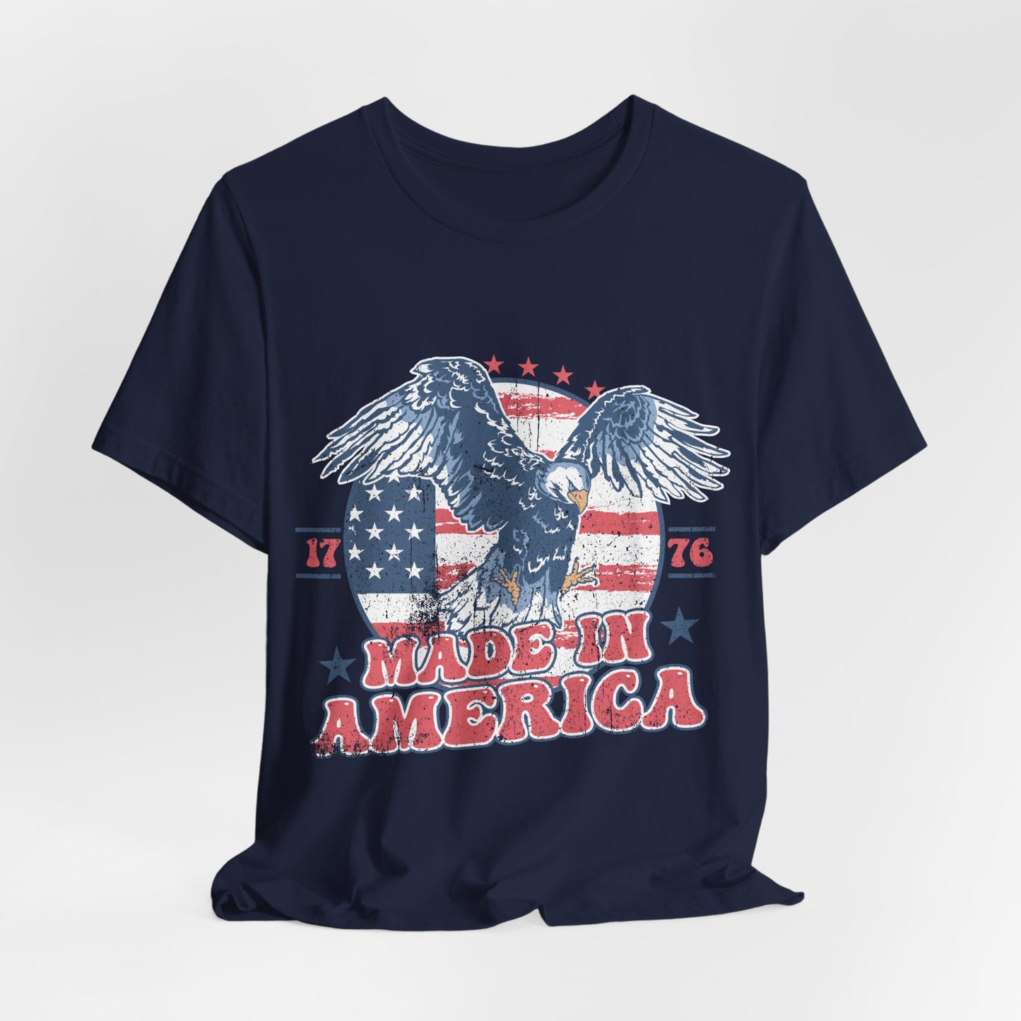 Vintage American Eagle Tee, "Made In America" Patriotic Shirt, Eagle and Flag Design, USA Tee - Old Glory 1776 Apparel
