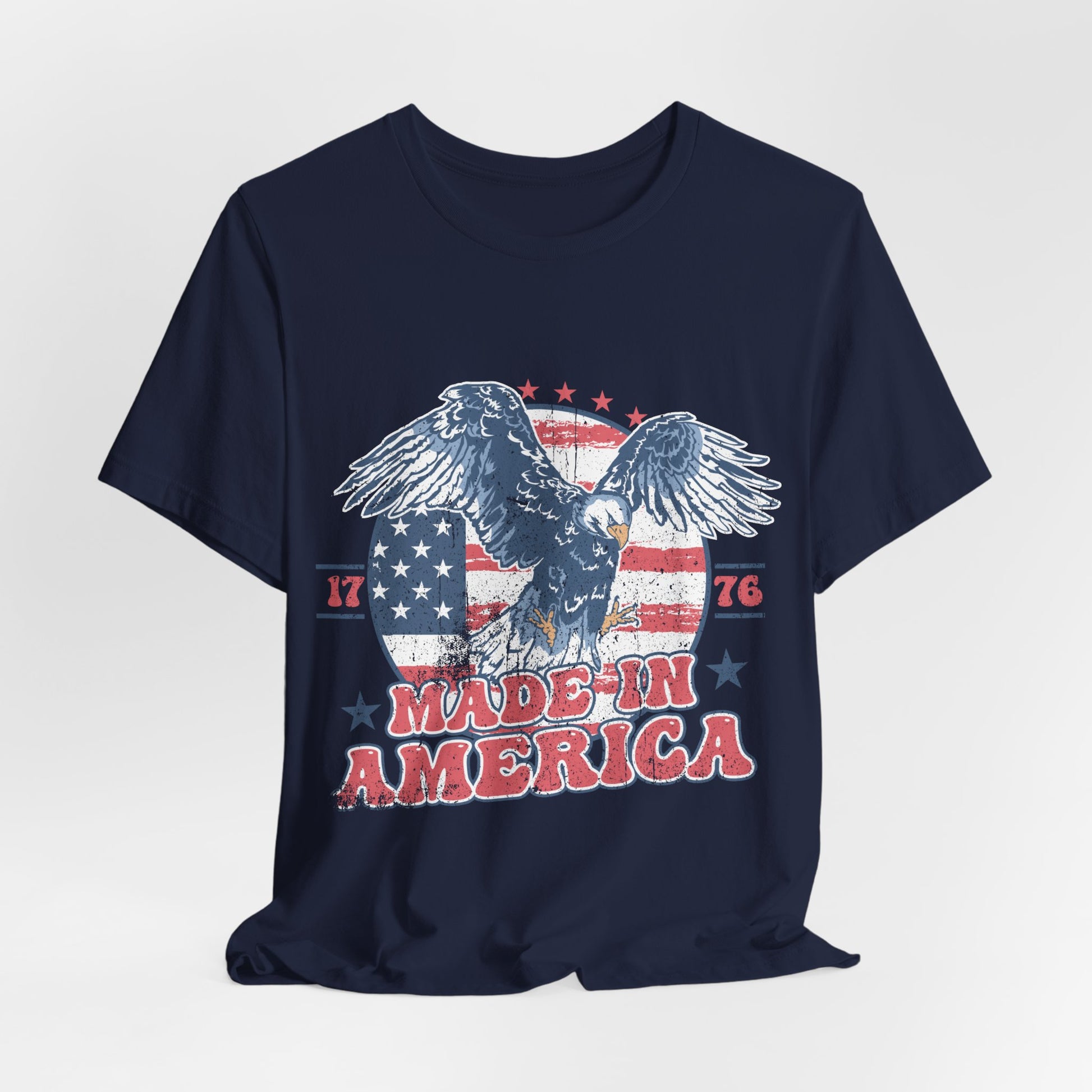 Vintage American Eagle Tee, "Made In America" Patriotic Shirt, Eagle and Flag Design, USA Tee - Old Glory 1776 Apparel