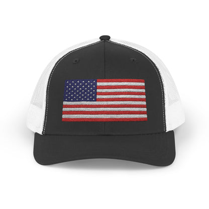 Patriotic Snapback Trucker Cap - USA Flag Design
