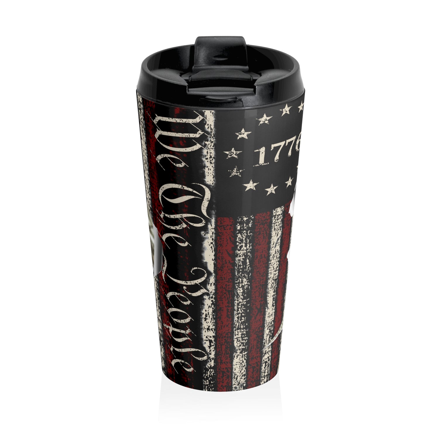We The People Patriotic Travel Mug, American Flag Stainless Steel Tumbler, Military Support Coffee Cup - Old Glory 1776 Apparel