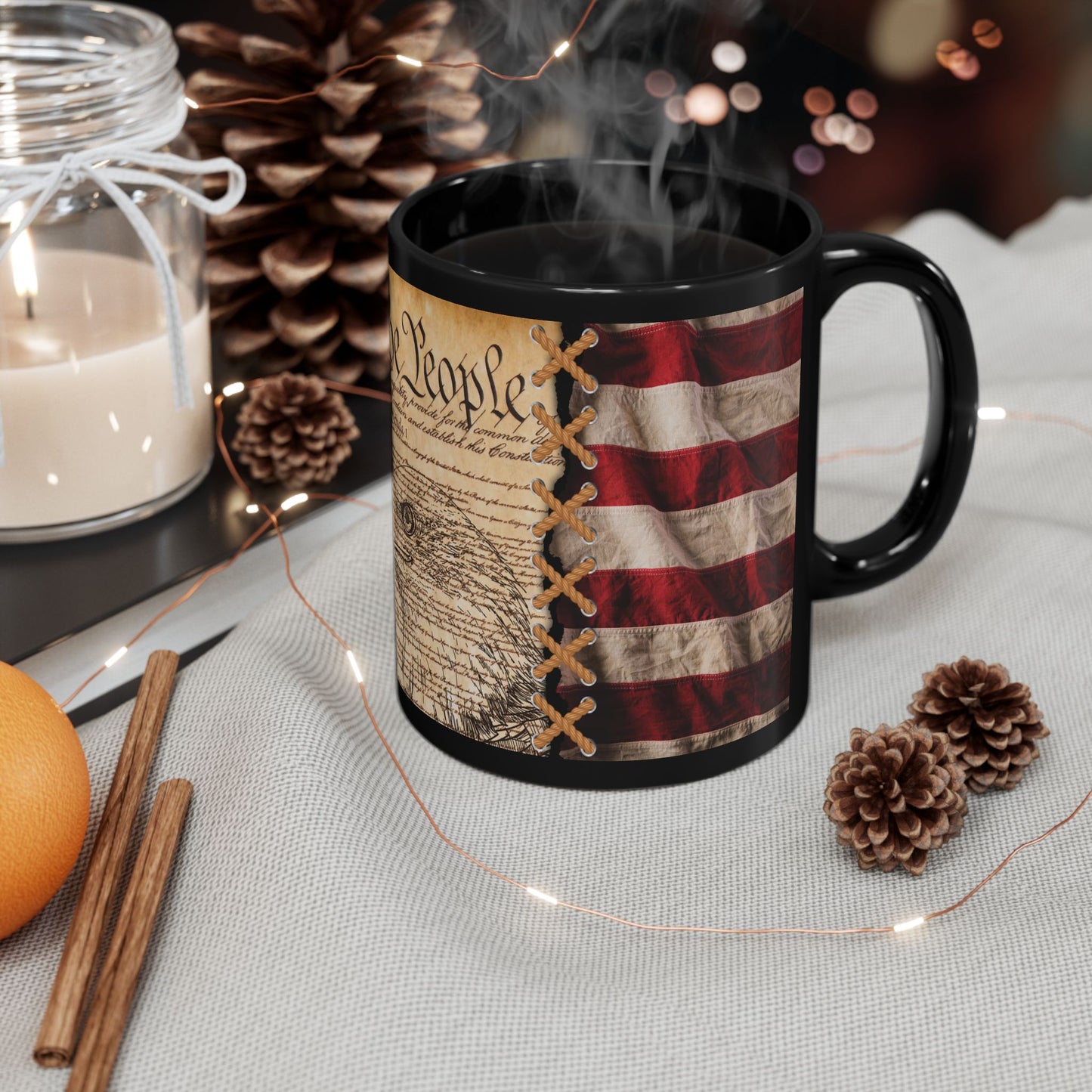 We The People Patriotic Mug, (11oz, 15oz) Constitutional Flag Coffee Cup, America Freedom, Independence Day Gift, US Constitution