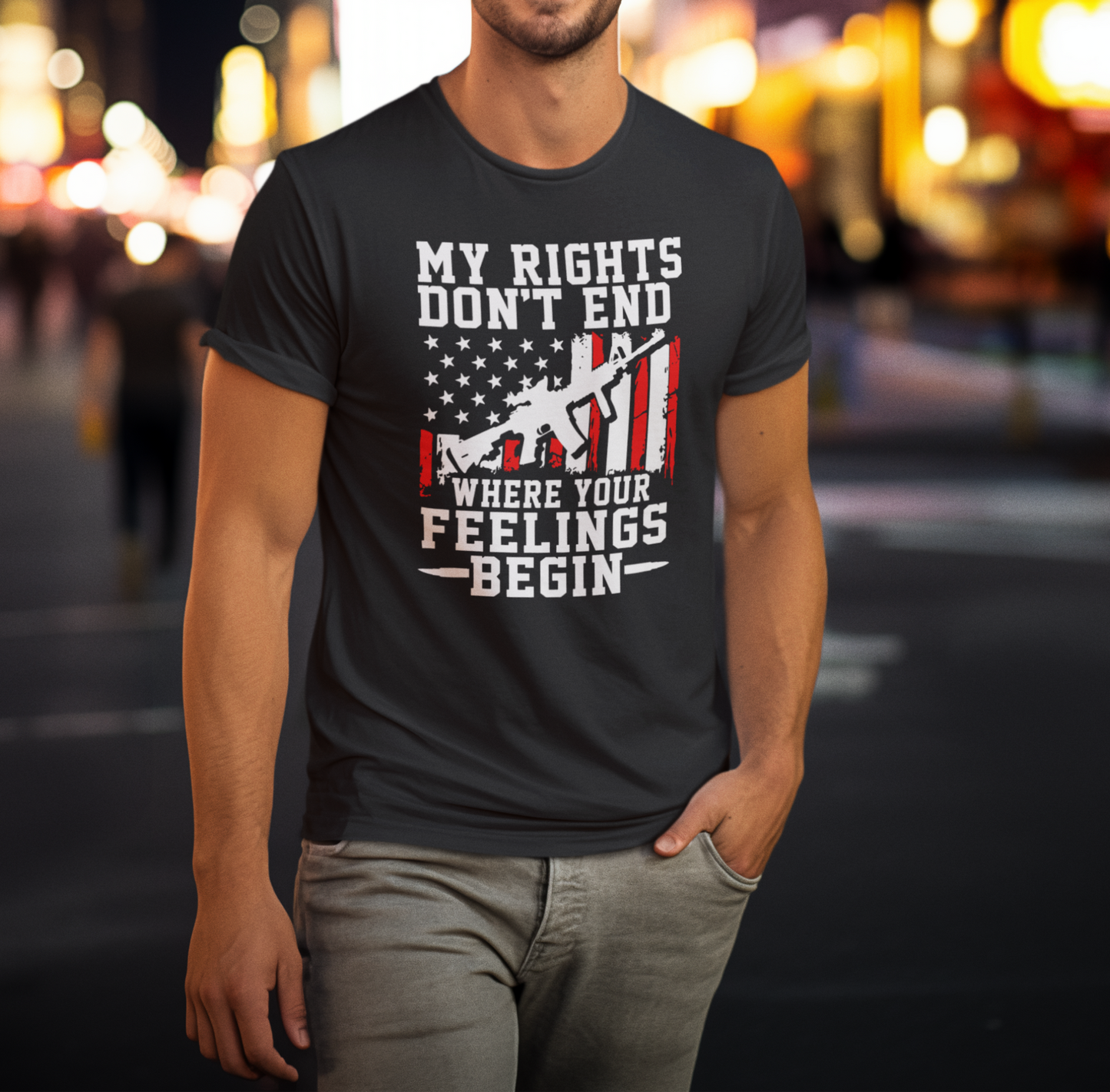My Rights Don't End Where Your Feelings Begin Unisex T-Shirt, Patriotic Tee, Political T-Shirt - Premium T-Shirt from Old Glory 1776 Apparel - Just $26.99! Shop now at Old Glory 1776 Apparel