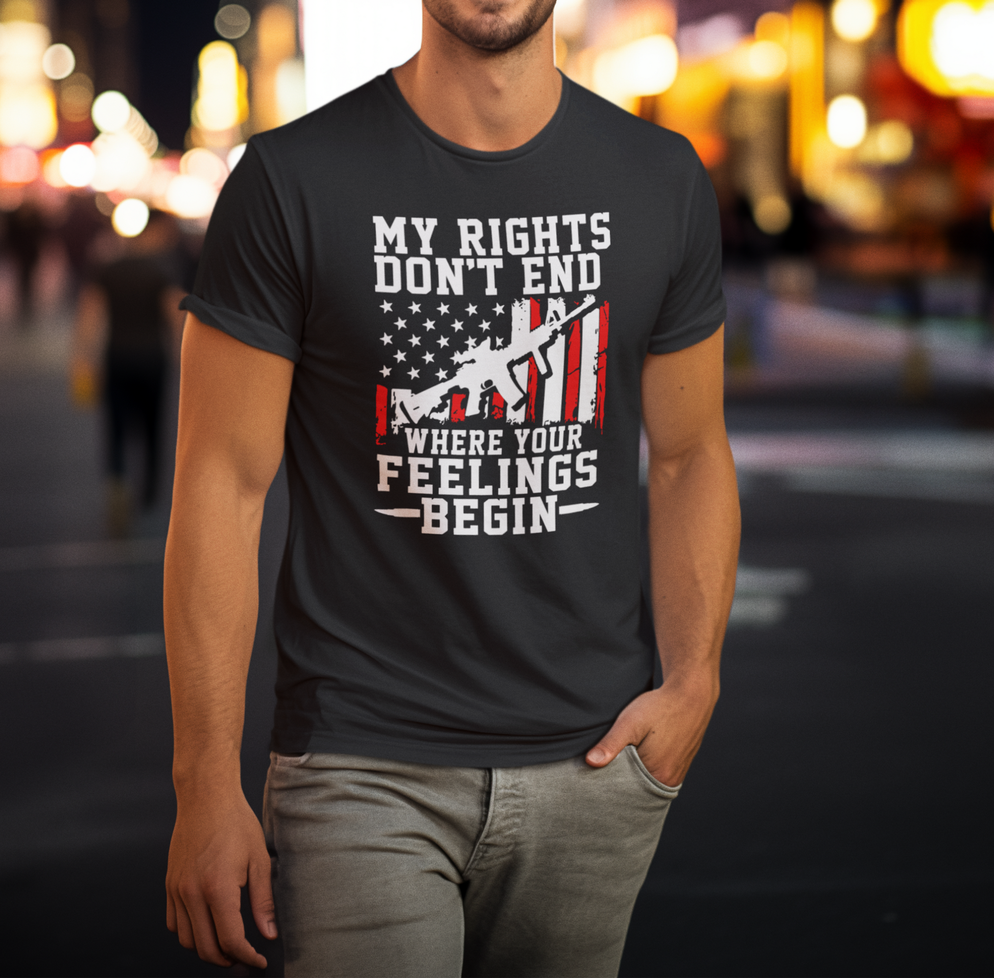 My Rights Don't End Where Your Feelings Begin Unisex T-Shirt, Patriotic Tee, Political T-Shirt - Premium T-Shirt from Old Glory 1776 Apparel - Just $26.99! Shop now at Old Glory 1776 Apparel