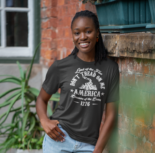 Land of The Free, Don't Tread on Me Unisex T-Shirt, Patriotic Tee, Independence Day, 4th of July Tee - Old Glory 1776 Apparel