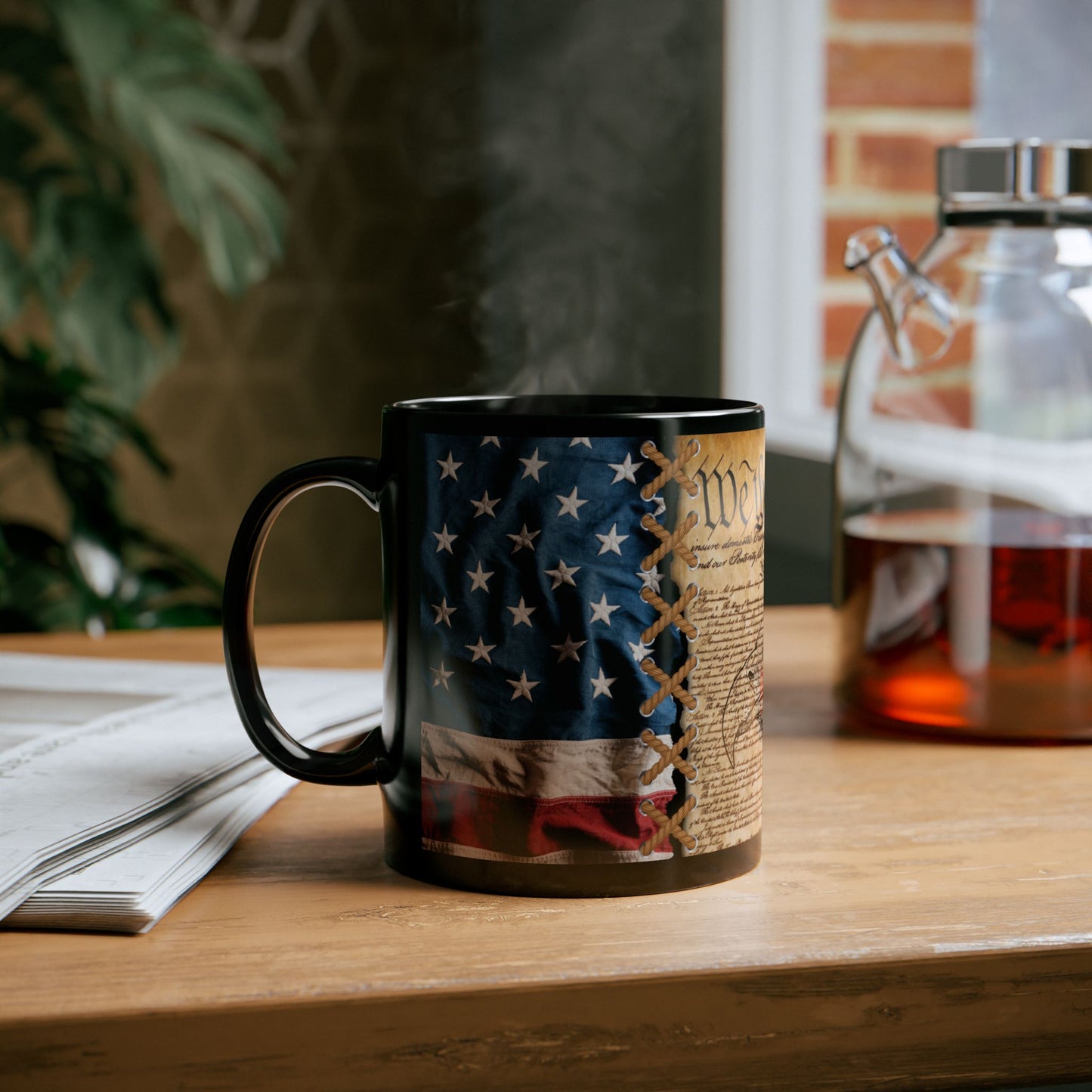 We The People Patriotic Mug, (11oz, 15oz) Constitutional Flag Coffee Cup, America Freedom, Independence Day Gift, US Constitution