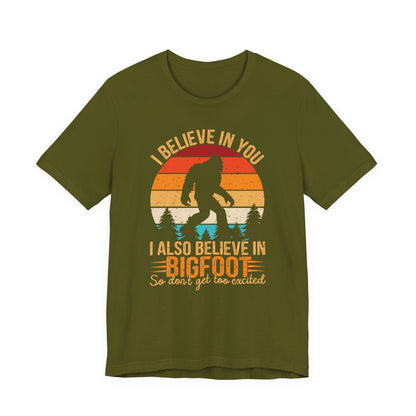 Bigfoot Believer Tee, Fun Graphic T-Shirt, Unisex Casual Wear, Nature Lover Gift, Adventure Shirt, Outdoor Humor Top