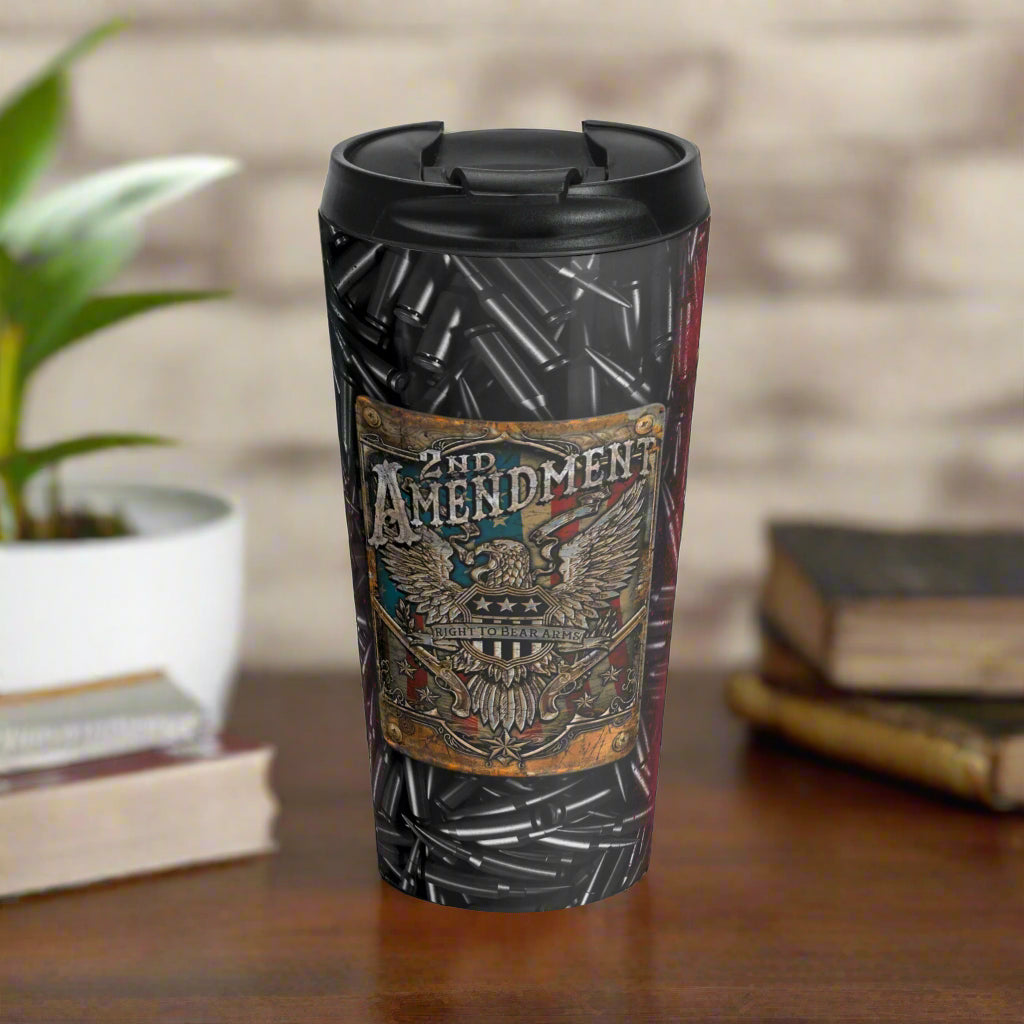 2nd Amendment Right To Bear Arms Stainless Steel Travel Mug, Patriotic Coffee Cup, Gun Owner Gift, Second Amendment Travel Tumbler, Gun - Old Glory 1776 Apparel
