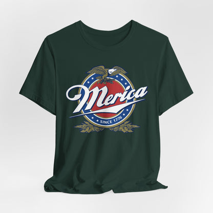 Patriotic American Tee - Merica Design, Unisex Short Sleeve Shirt for BBQ, Independence Day, Family Gatherings, Casual Wear, Gift