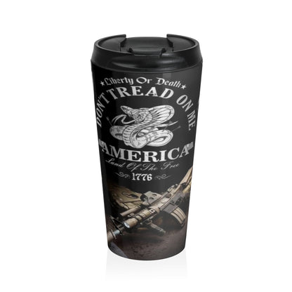 Patriotic 15oz Stainless Steel Travel Mug | 'Don't Tread on Me' Design | Perfect for Veterans Day and Independence Day
