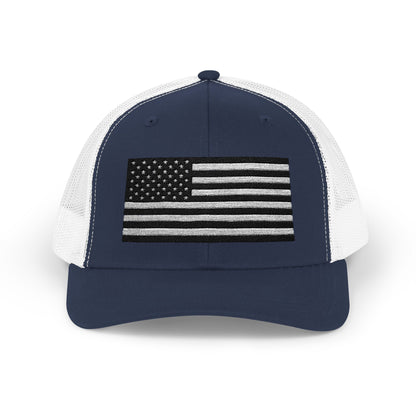 Patriotic Snapback Trucker Cap - American Flag Design