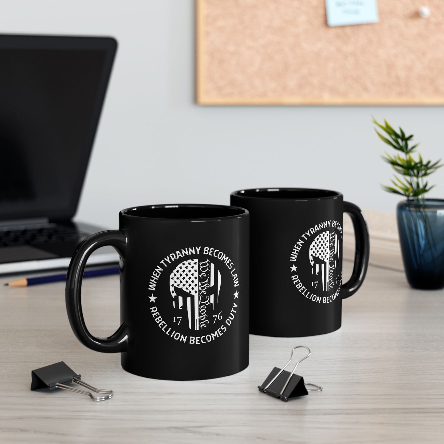 When Tyranny Becomes Law Rebellion Becomes Duty Anti-Tyranny Coffee Cup – 11oz/15oz Black Ceramic– Patriotic 2A Coffee Mug