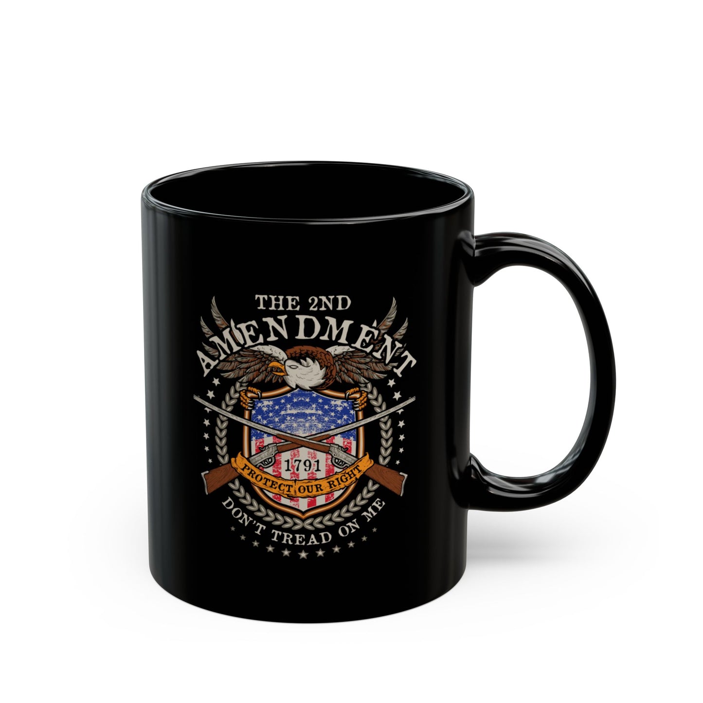 2nd Amendment Don't Tread on Me, (11oz, 15oz) Black Mug, patriotic gift, Gun Rights Mug - Premium Mug from Printify - Just $19.99! Shop now at Old Glory 1776 Apparel