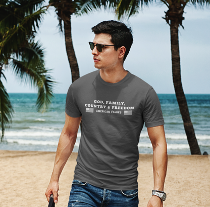 God, Family, Country & Freedom Unisex Tee - Patriotic Shirt, American Pride Tshirt, USA Patriotic Apparel, Independence Day Tee, Memorial
