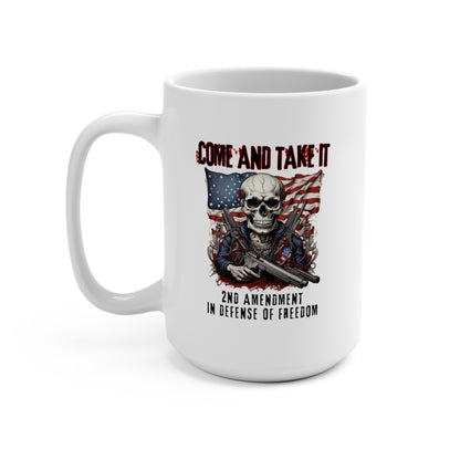 Come and Take It, 2nd Amendment in Defense of Freedom, 11oz-15oz White Mug, Patriotic Gift, Coffee Cup, Gun Rights, Political Statement