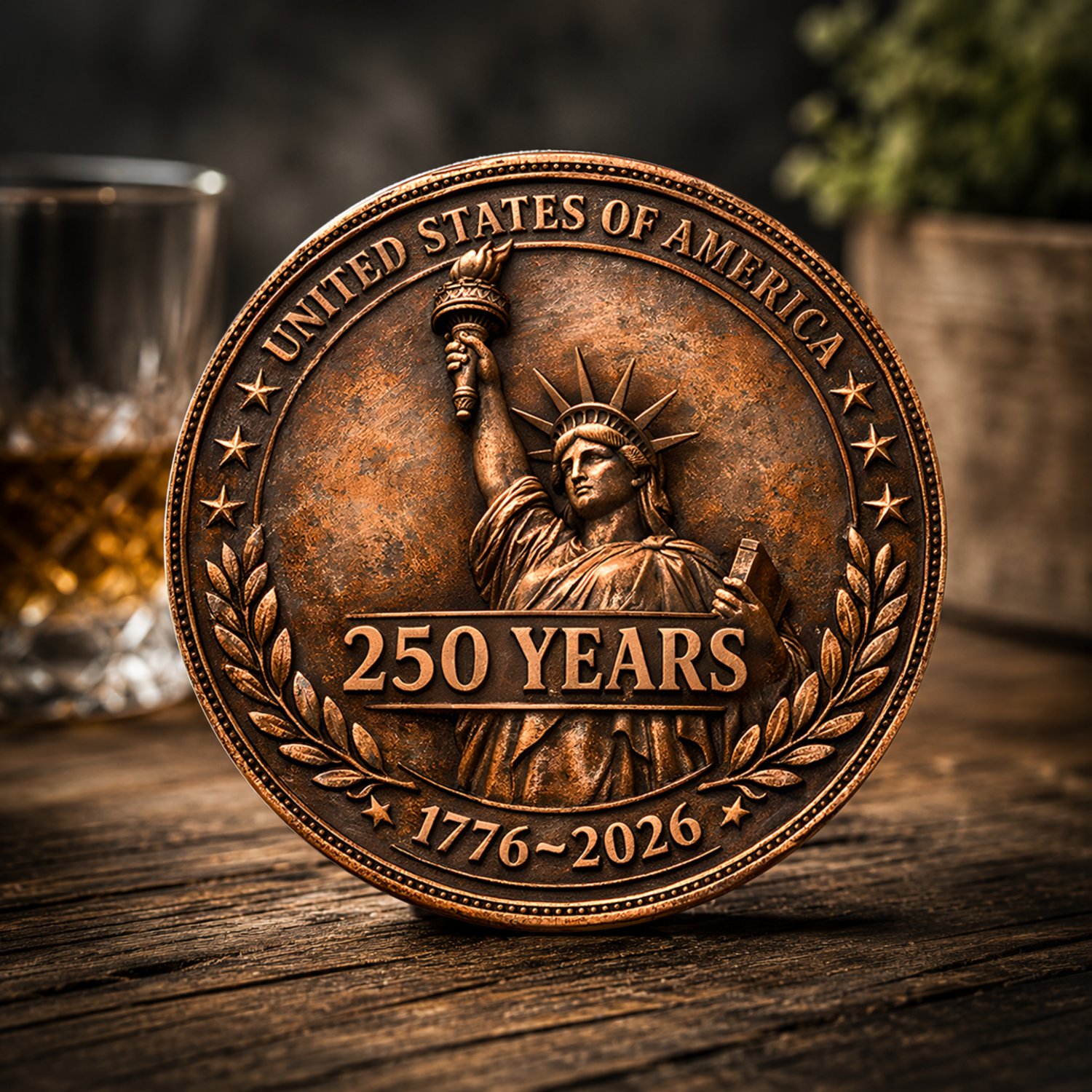 250 Years Statue of Liberty Ceramic Coaster — 1776–2026 Centennial Patriotic Drink Coaster