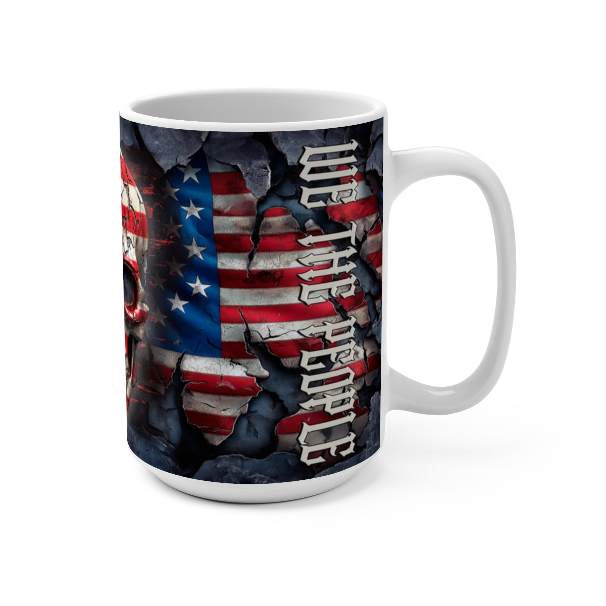 We The People Skull and Flag Patriotic Mug - (11oz-15oz) American Pride,  Independence Day Gift, 4th of July Decor, Veteran's Day, Political | Mug