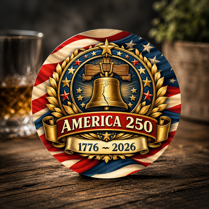 America 250 Ceramic Coaster – 1776–2026 Liberty Bell Anniversary